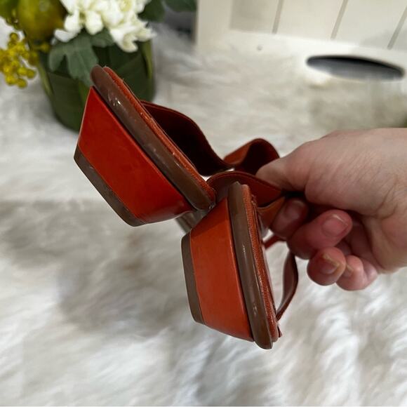 NEW Enzo Angiolini Leather Square Low Mod Heel Thong Slip On Sandals 5.5 NWOB - Picture 9 of 14